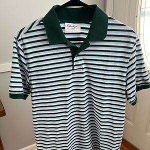 Walter Hagen Clubhouse Pique Golf Polo Green White Stripe Men's Small